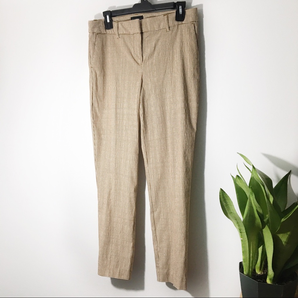 Adrienne Vittadini Tan & White Career Pants Size 8
